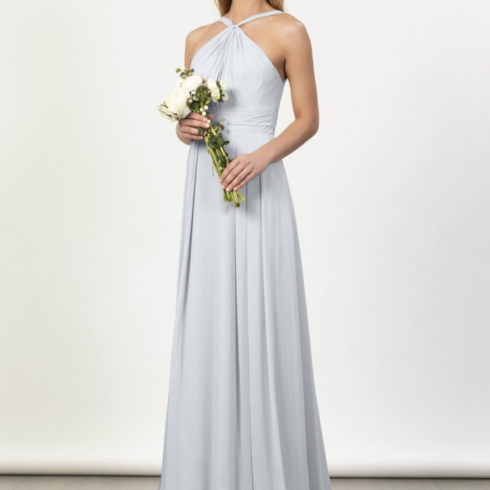 Monique Lhuillier Bridesmaid Dress Dusty Blue Sz 2